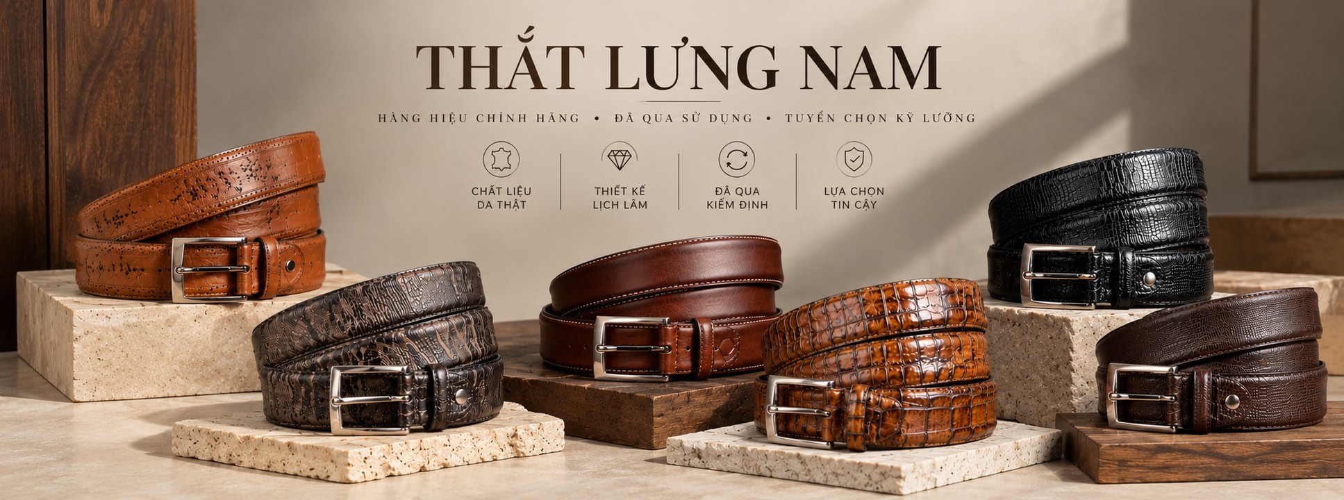 Thắt lưng nam da thật đã qua sử dụng tại AT 1368