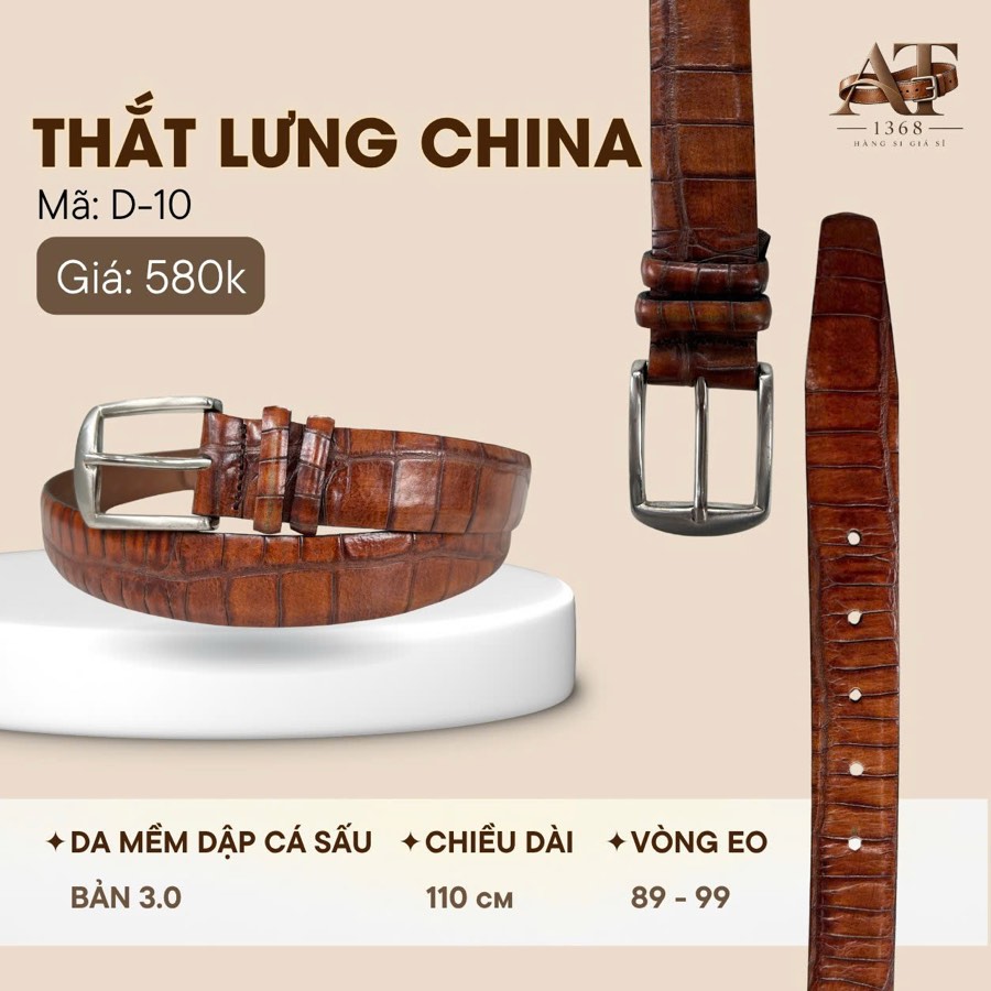 Thắt lưng da nam nâu bò bản 3cm, eo 89–99cm, ảnh 1/6