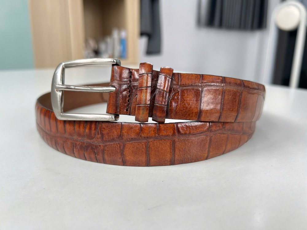 Thắt lưng da nam nâu bò bản 3cm, eo 89–99cm, ảnh 5/6