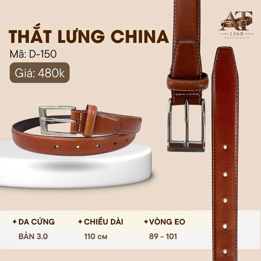 Thắt lưng da nam nâu bò bản 3cm, eo 89–101cm, ảnh 1/7