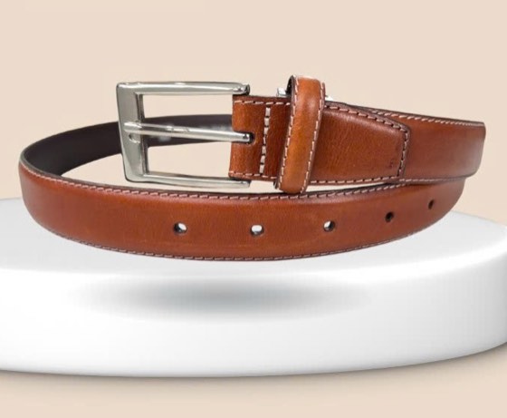 Thắt lưng da nam nâu bò bản 3cm, eo 89–101cm