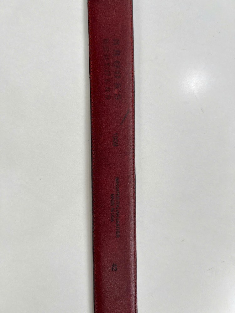 Thắt lưng da nam đỏ mận bản 3cm, eo 110–118cm, ảnh 2/7