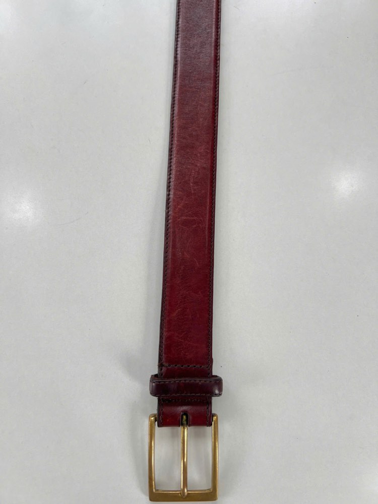 Thắt lưng da nam đỏ mận bản 3cm, eo 110–118cm, ảnh 3/7