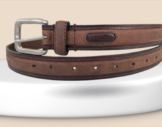 Thắt lưng da nam nâu bò bản 3cm, eo 87–105cm