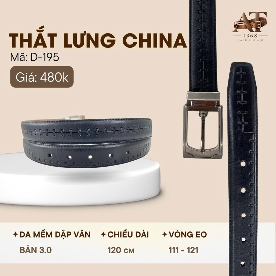Thắt lưng da nam đen bản 3cm, eo 111–121cm, ảnh 1/8