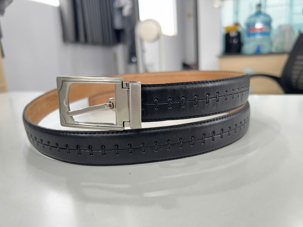 Thắt lưng da nam đen bản 3cm, eo 111–121cm, ảnh 3/8
