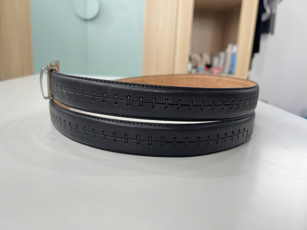Thắt lưng da nam đen bản 3cm, eo 111–121cm, ảnh 7/8