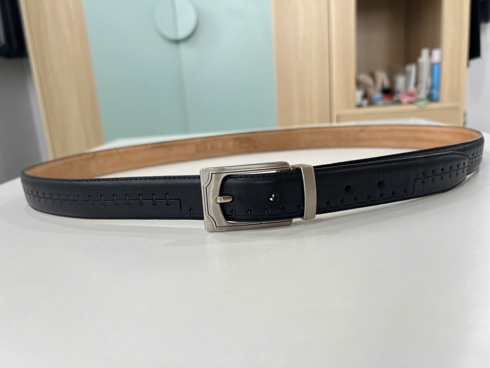 Thắt lưng da nam đen bản 3cm, eo 111–121cm, ảnh 8/8