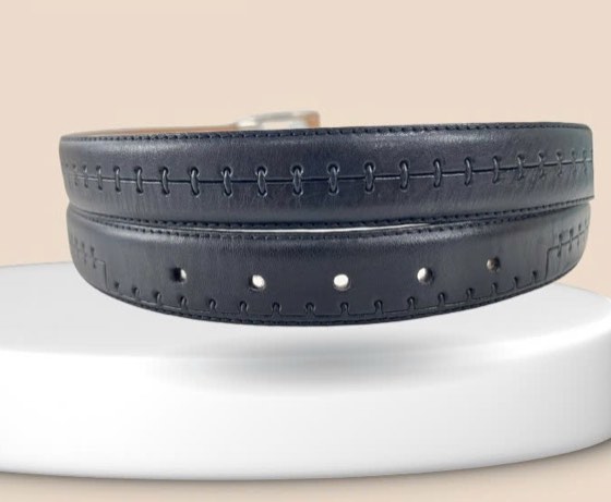 Thắt lưng da nam đen bản 3cm, eo 111–121cm