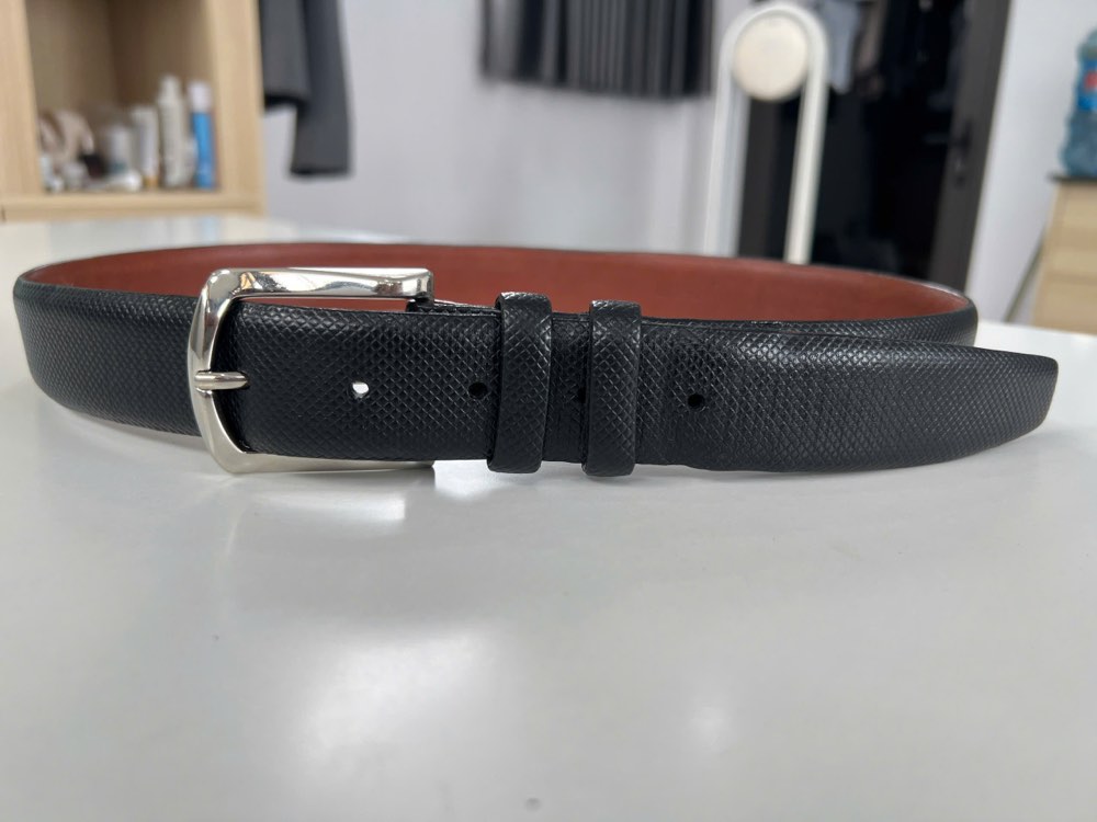 Thắt lưng da nam đen bản 3.5cm, eo 85–95cm, ảnh 4/7