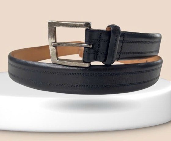 Thắt lưng da nam đen bản 3.5cm, eo 90–100cm