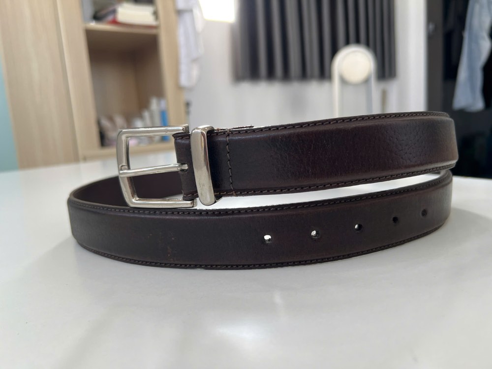 Thắt lưng da nam nâu sẫm bản 3.5cm, eo 96–106cm, ảnh 5/6