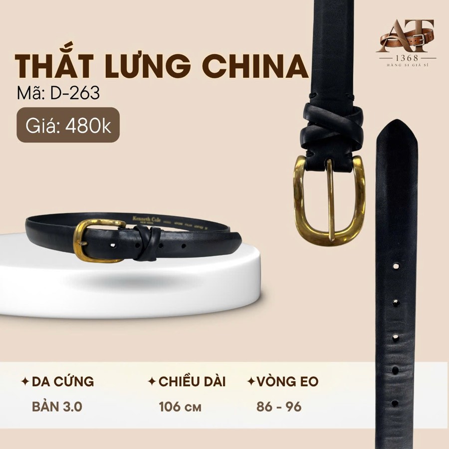 Thắt lưng da nam đen bản 3cm, eo 86–96cm, ảnh 1/7