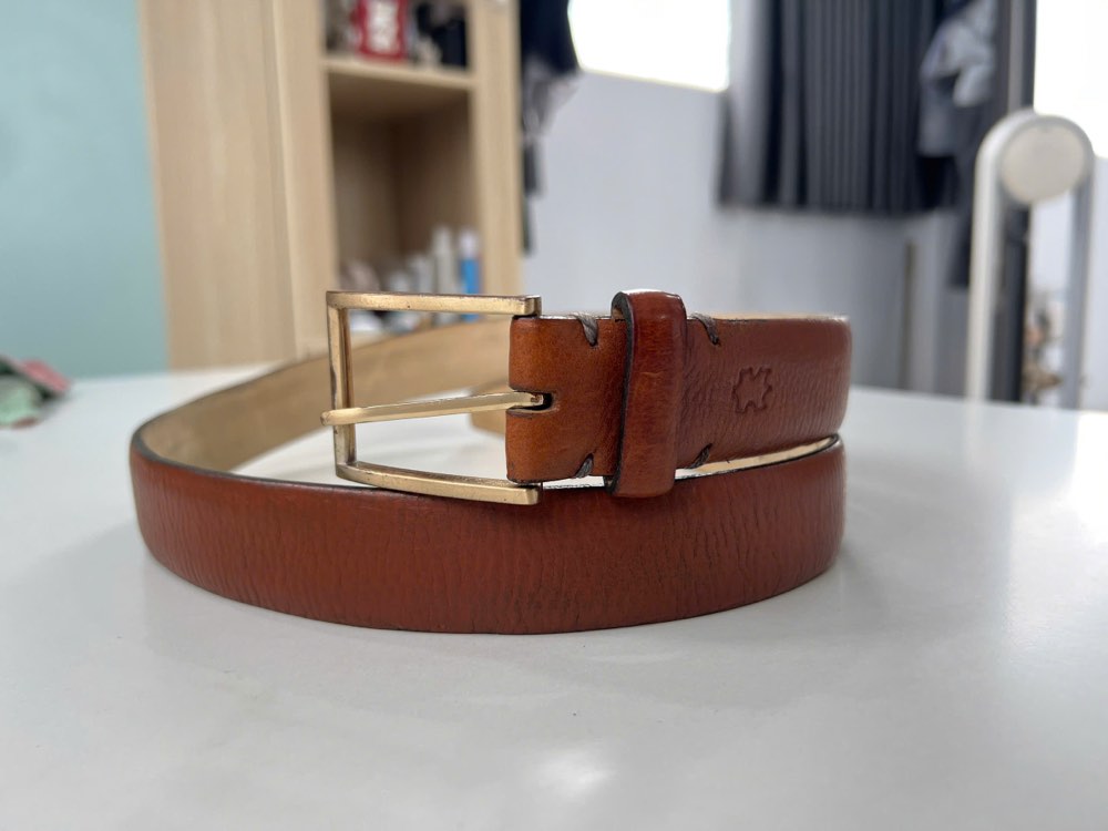 Thắt lưng da nam nâu bò bản 3.5cm, eo 95–105cm, ảnh 2/6