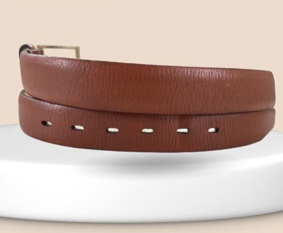 Thắt lưng da nam nâu bò bản 3.5cm, eo 95–105cm