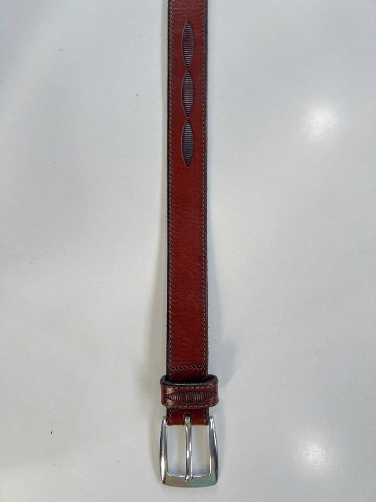 Thắt lưng da nam đỏ mận bản 3cm, eo 90–105cm, ảnh 3/6