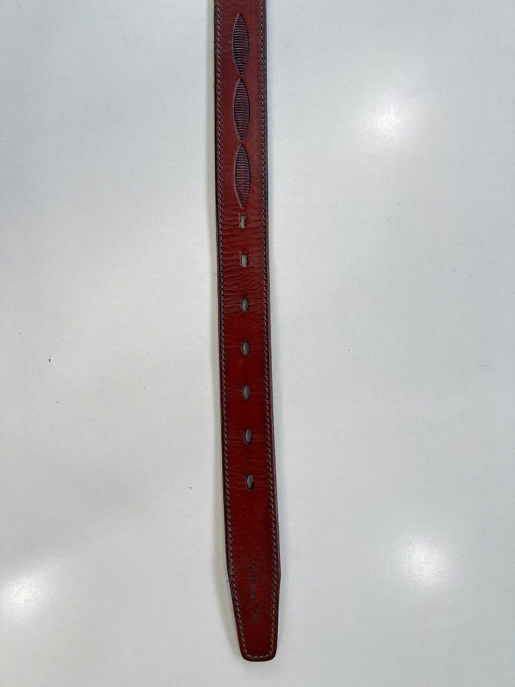 Thắt lưng da nam đỏ mận bản 3cm, eo 90–105cm, ảnh 4/6