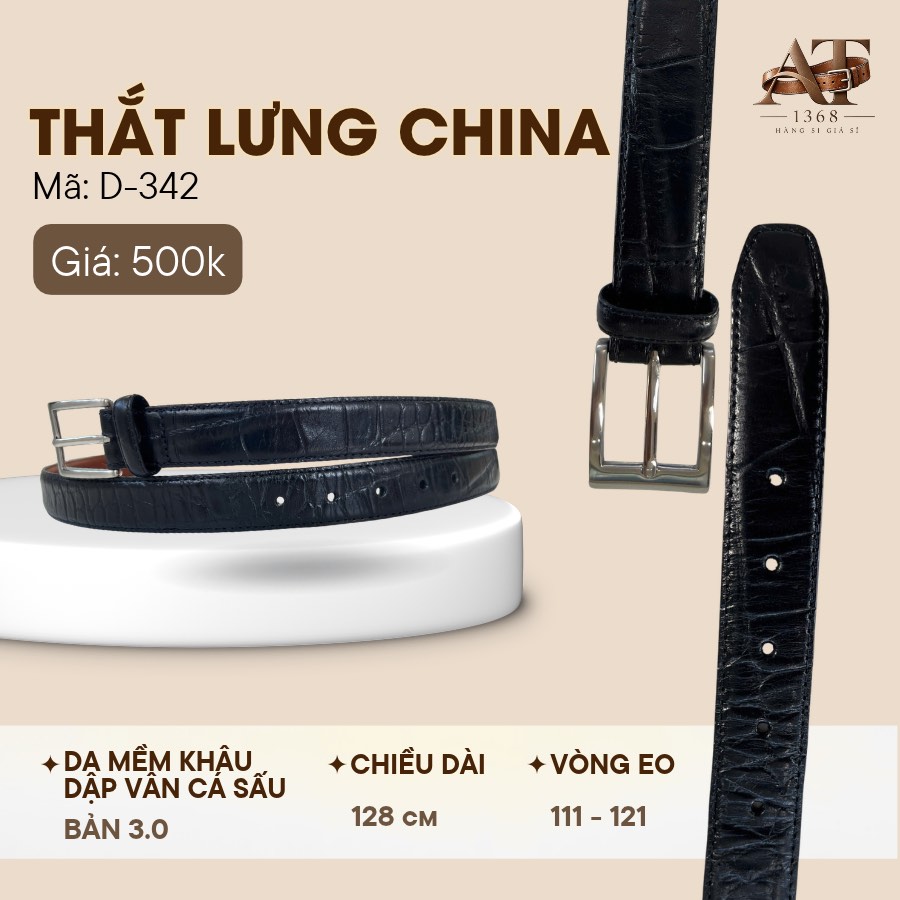 Thắt lưng da nam đen bản 3cm, eo 111–121cm, ảnh 1/7