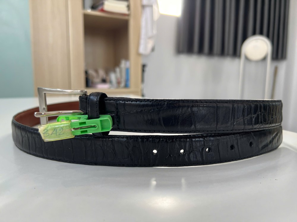 Thắt lưng da nam đen bản 3cm, eo 111–121cm, ảnh 2/7