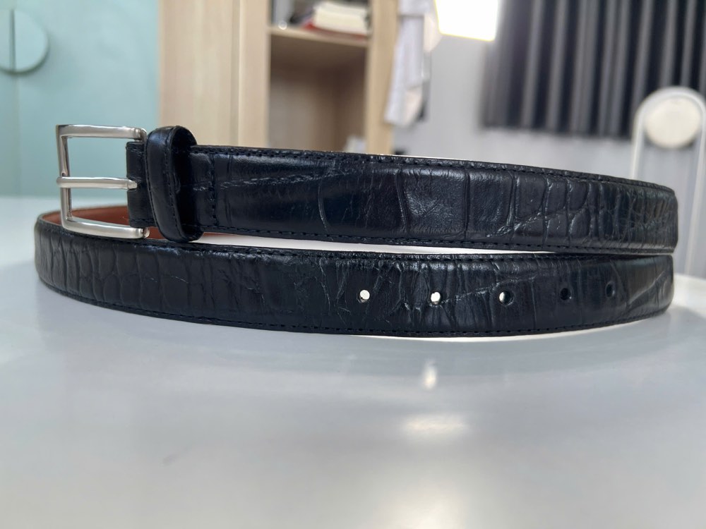 Thắt lưng da nam đen bản 3cm, eo 111–121cm, ảnh 6/7