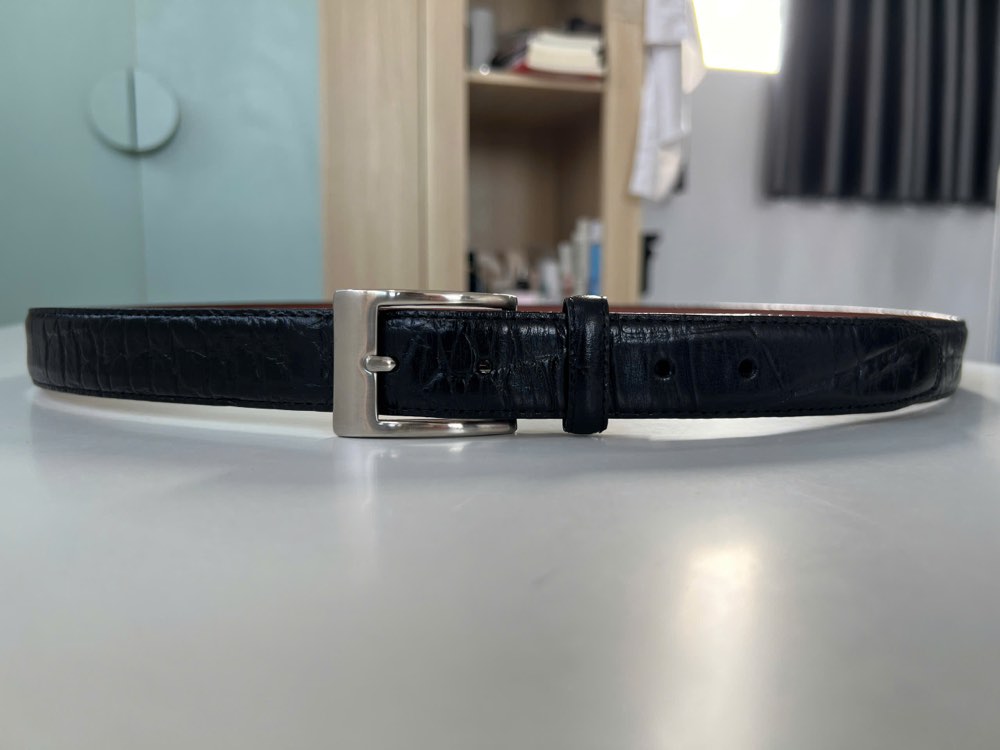 Thắt lưng da nam đen bản 3cm, eo 111–121cm, ảnh 7/7