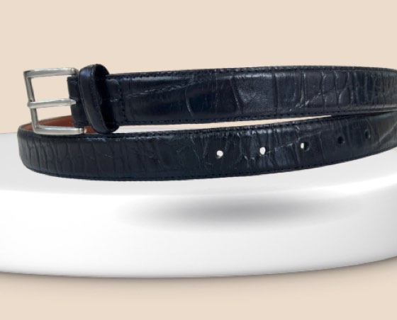 Thắt lưng da nam đen bản 3cm, eo 111–121cm