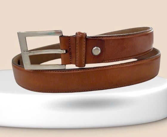 Thắt lưng da nam nâu bò bản 3.5cm, eo 105–115cm