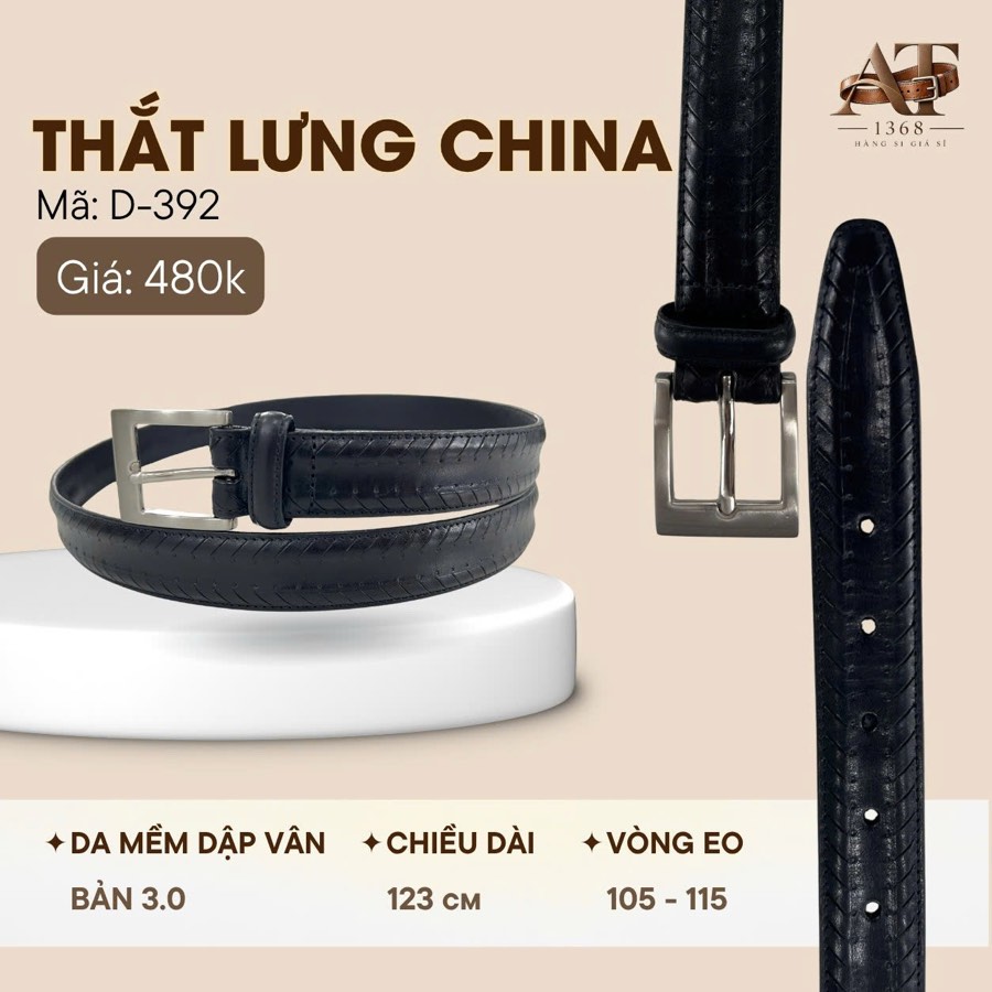 Thắt lưng da nam đen bản 3cm, eo 105–115cm, ảnh 1/5
