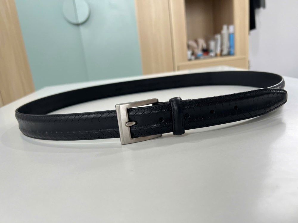 Thắt lưng da nam đen bản 3cm, eo 105–115cm, ảnh 3/5