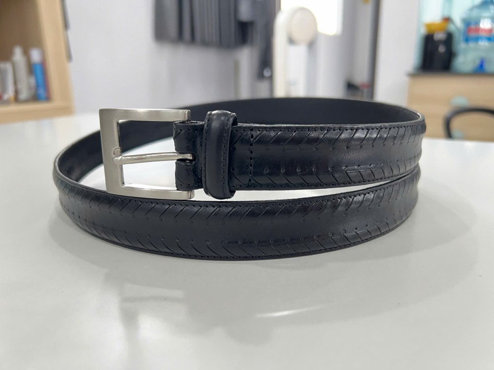 Thắt lưng da nam đen bản 3cm, eo 105–115cm, ảnh 4/5