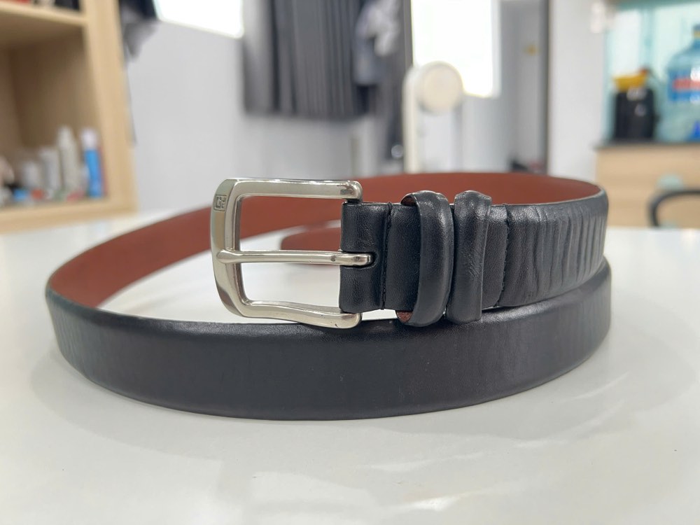 Thắt lưng da nam đen bản 3.5cm, eo 105–115cm, ảnh 5/8