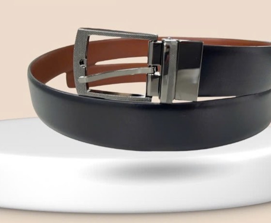 Thắt lưng da nam đen bản 3.5cm, eo 95–105cm
