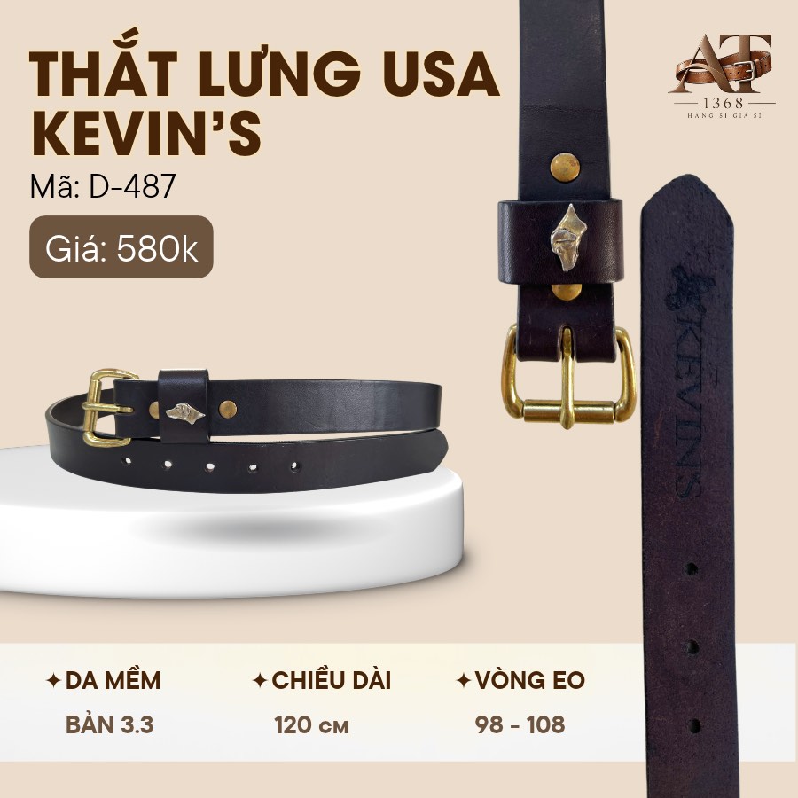 Thắt lưng da nam đen bản 3.3cm, eo 98–108cm, ảnh 1/7