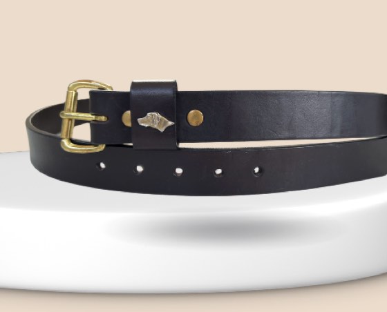 Thắt lưng da nam đen bản 3.3cm, eo 98–108cm