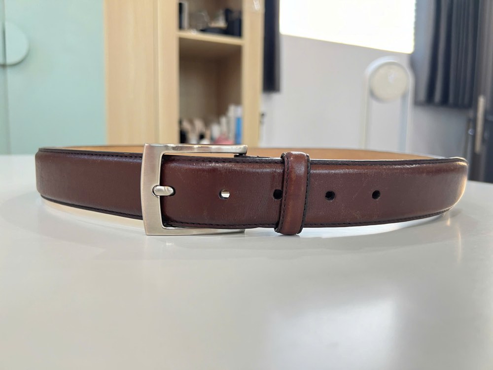 Thắt lưng da nam nâu sẫm bản 3.3cm, eo 93–103cm, ảnh 7/7