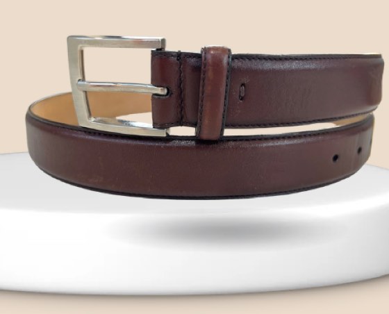 Thắt lưng da nam nâu sẫm bản 3.3cm, eo 93–103cm