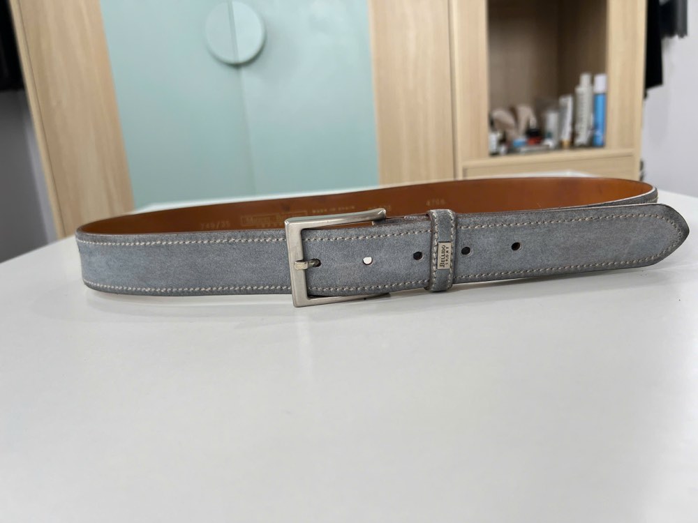 Thắt lưng da nam xám bản 3.5cm, eo 92–102cm, ảnh 6/8