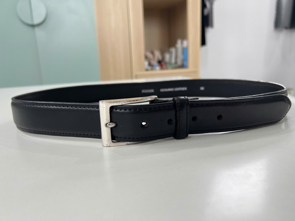 Thắt lưng da nam đen bản 3.5cm, eo 95–105cm, ảnh 3/7